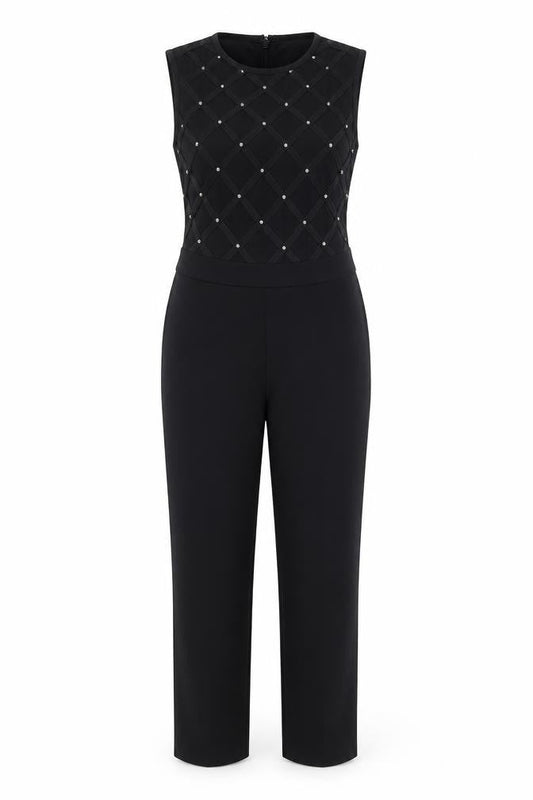 Allyson Womens Black Argyle/Diamond Polyester Jumpsuit One-Piece Size S Zip