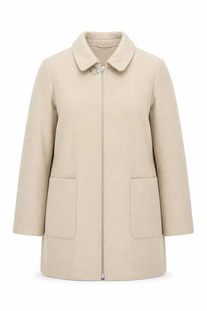 Primark Womens Beige Pea Coat Coat Size 12 Zip