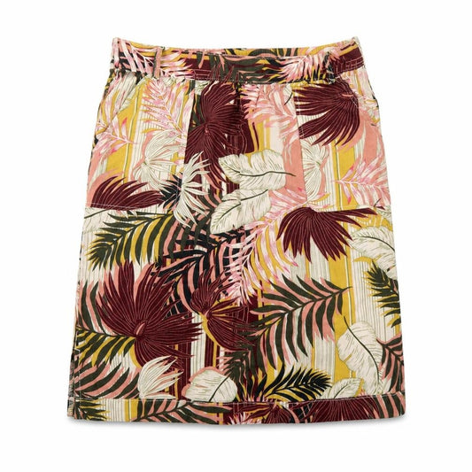 Papaya Womens Multicoloured Floral Linen A-Line Skirt Size XS Button