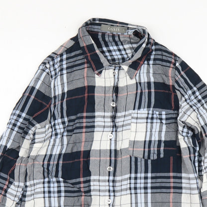 Oasis Womens Multicoloured Plaid Viscose Basic Button-Up Size 8 Collared