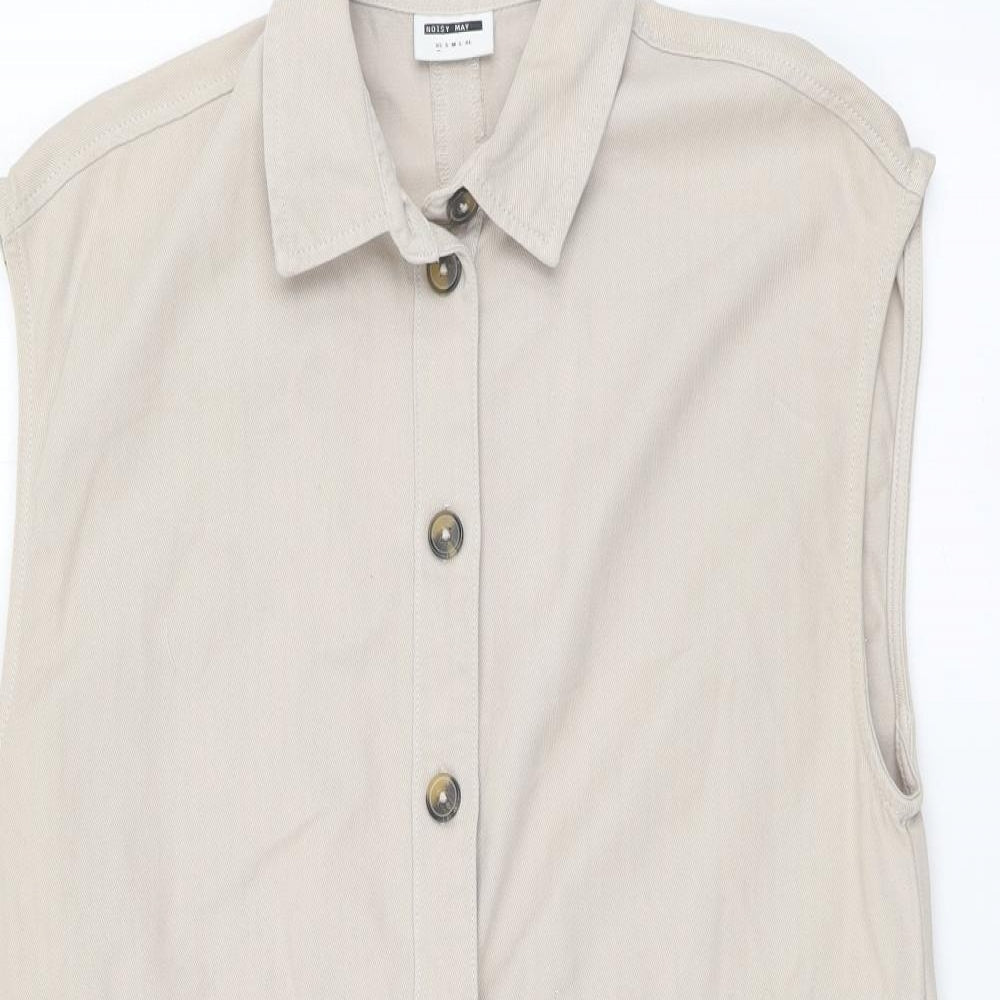 Noisy may Womens Beige Gilet Blazer Size XS Button