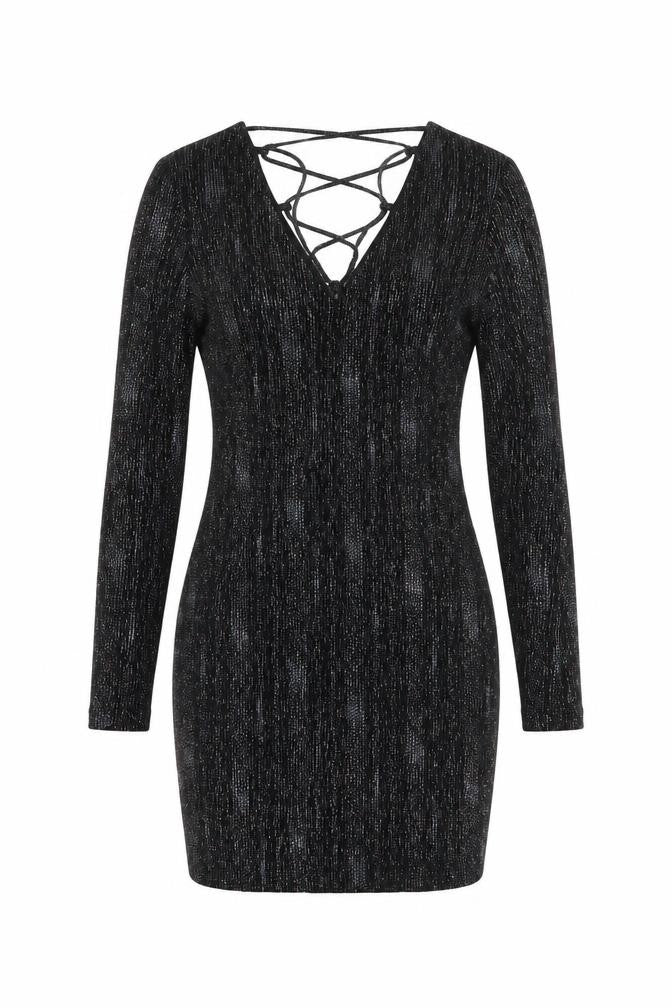 Topshop Womens Black Polyester Bodycon Size 10 V-Neck Pullover