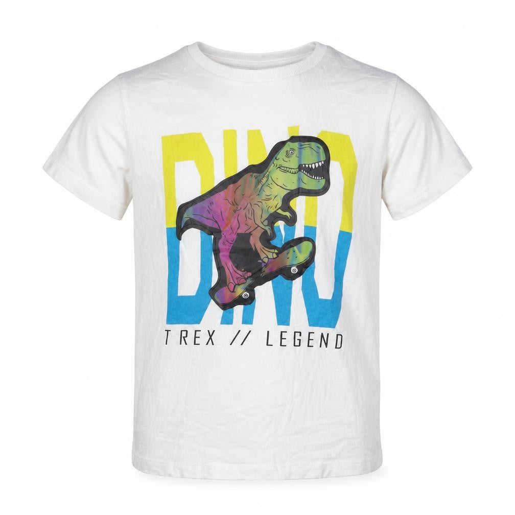 Matalan Boys White Cotton Basic T-Shirt Size 11 Years Round Neck Pullover - Dinosaur