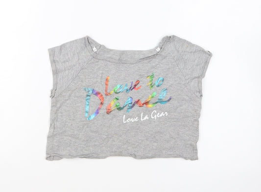 LA Gear Girls Grey Cotton Cropped T-Shirt Size 9-10 Years Round Neck Pullover - Love To Dance