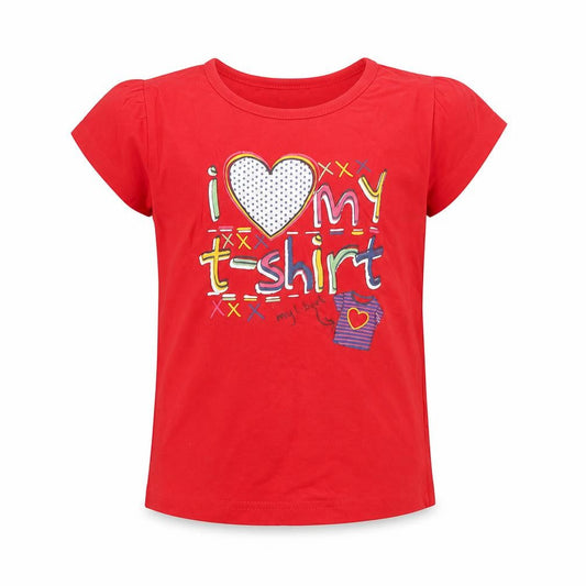 Girl2Girl Girls Red Cotton Basic T-Shirt Size 5-6 Years Round Neck Pullover - I Love My T-Shirt