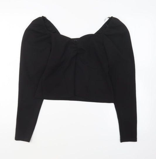 New Look Womens Black Polyester Basic Blouse Size 12 Sweetheart - Ruched
