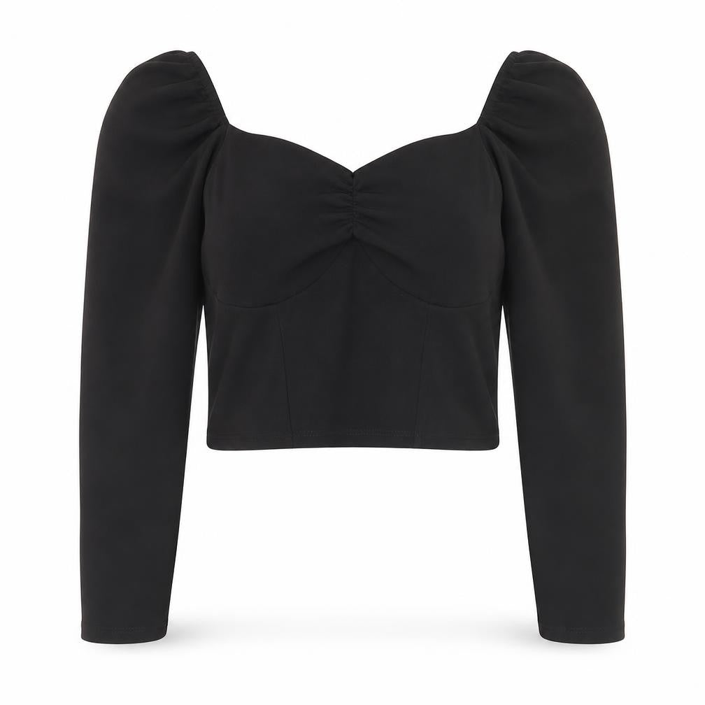 New Look Womens Black Polyester Basic Blouse Size 12 Sweetheart - Ruched