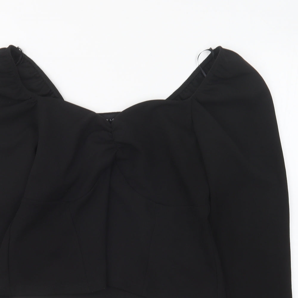 New Look Womens Black Polyester Basic Blouse Size 12 Sweetheart - Ruched