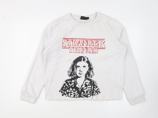 Primark Womens White Cotton Pullover Sweatshirt Size M Pullover - Stranger Things
