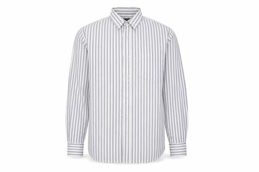 French Connection Mens Blue Striped Cotton Button-Up Size M Collared Button