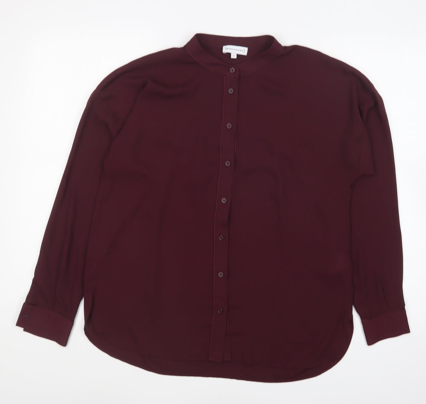 Warehouse Womens Purple Polyester Basic Blouse Size 12 Collared