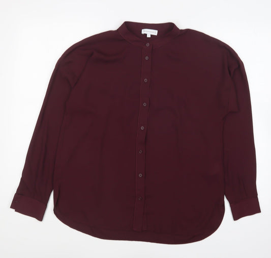 Warehouse Womens Purple Polyester Basic Blouse Size 12 Collared