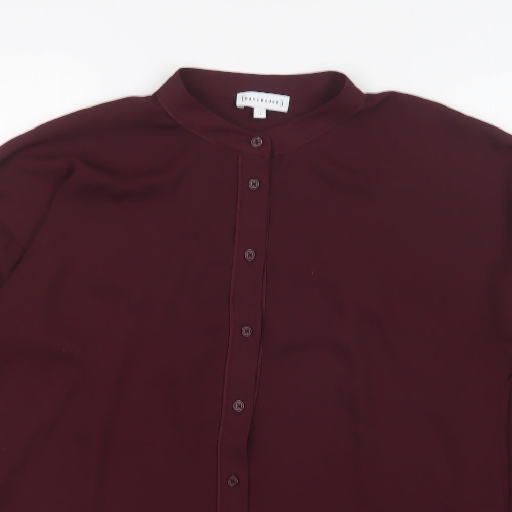 Warehouse Womens Purple Polyester Basic Blouse Size 12 Collared