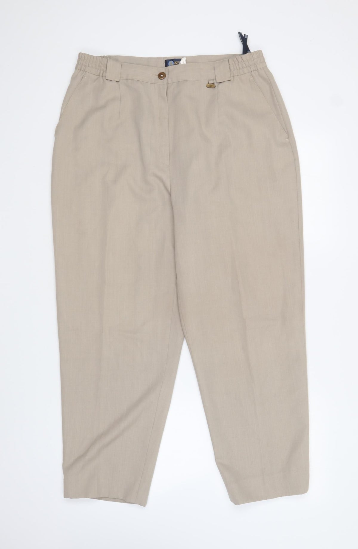 Sixth Sense Womens Beige Polyester Trousers Size 32 in L25 in Regular Button