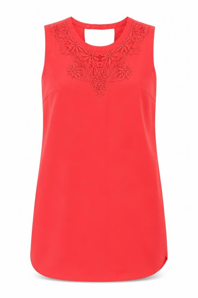 Oasis Womens Red Polyester A-Line Size 12 Round Neck Snap