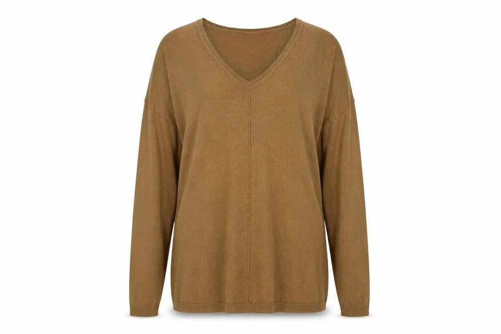 Atmosphere Womens Brown V-Neck Viscose Pullover Jumper Size 14