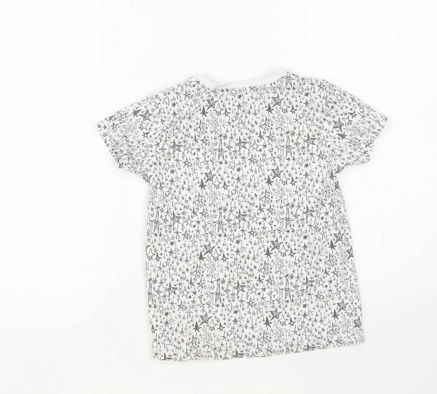 NEXT Girls White Geometric Cotton Pullover T-Shirt Size 5-6 Years Crew Neck Pullover - Star Print