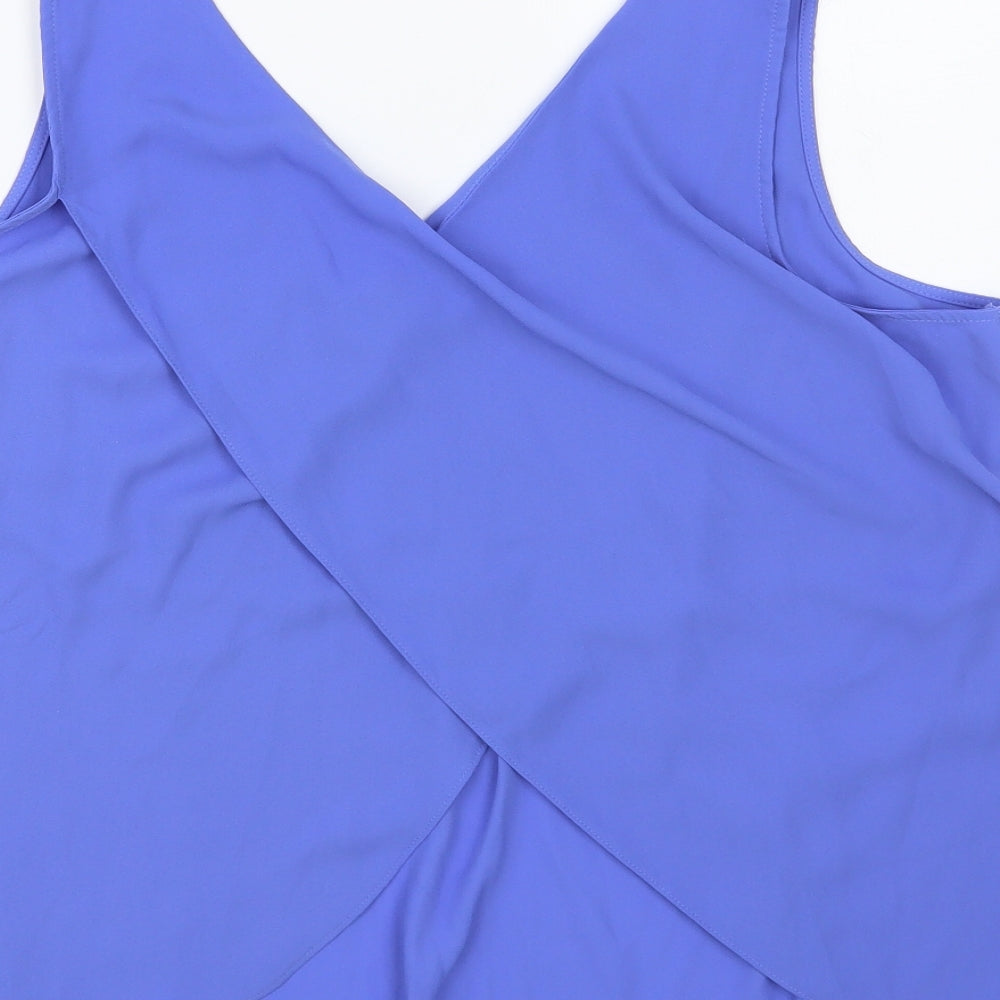 Studio Retail Womens Blue Polyester Basic Tank Size 14 V-Neck - Cross Wrap Back