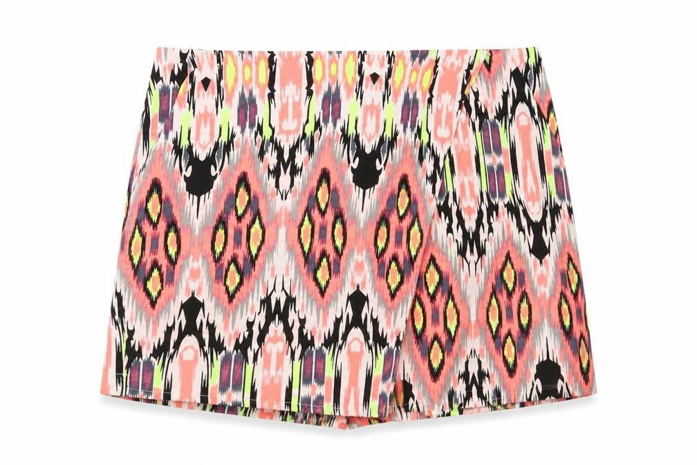 Atmosphere Womens Multicoloured Geometric Polyester Mini Skort Size 8 Zip