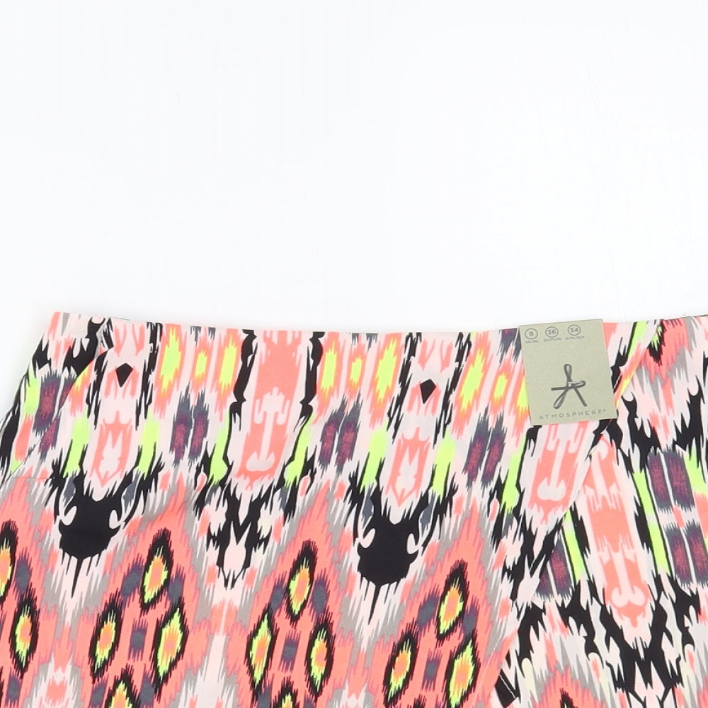 Atmosphere Womens Multicoloured Geometric Polyester Mini Skort Size 8 Zip