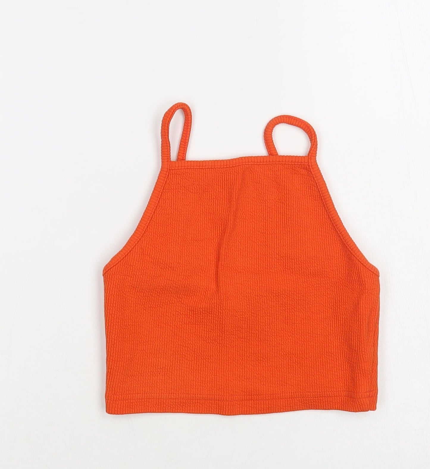 New Look Womens Orange Cotton Cropped Tank Size 8 Square Neck