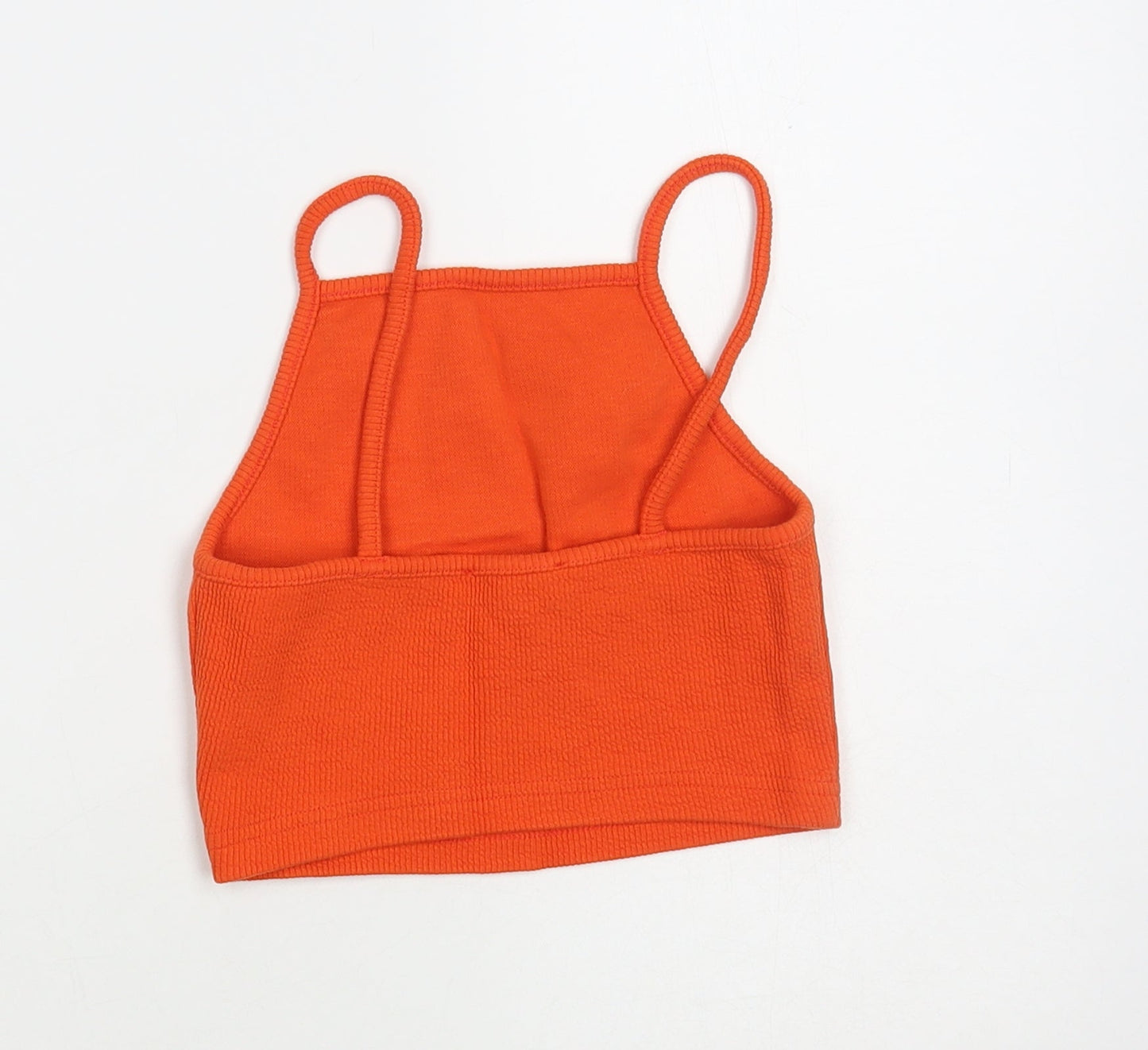 New Look Womens Orange Cotton Cropped Tank Size 8 Square Neck