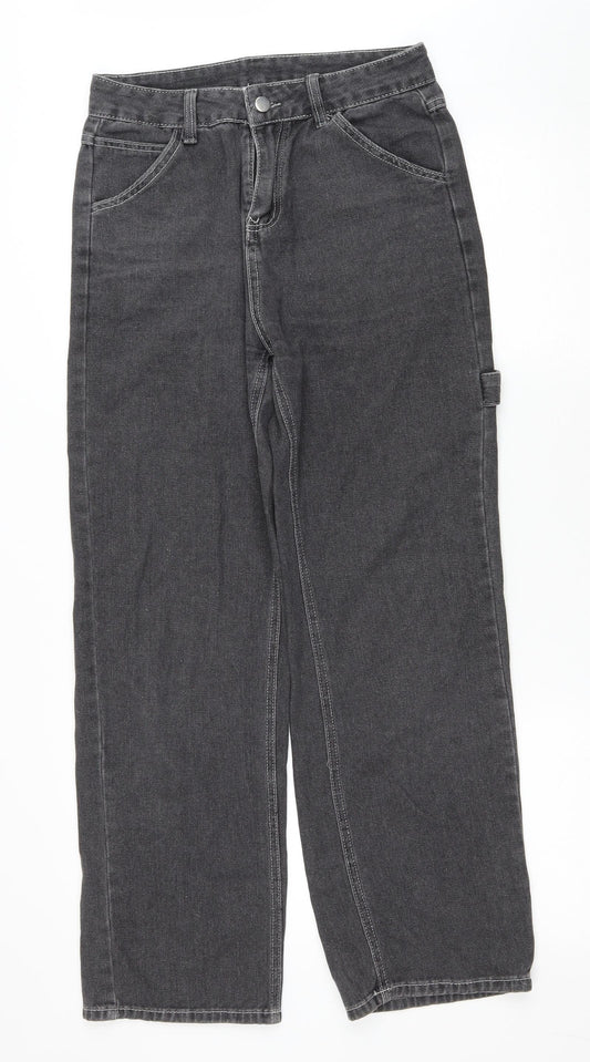Preworn Womens Grey Polyester Straight Jeans Size L L26 in Regular Zip