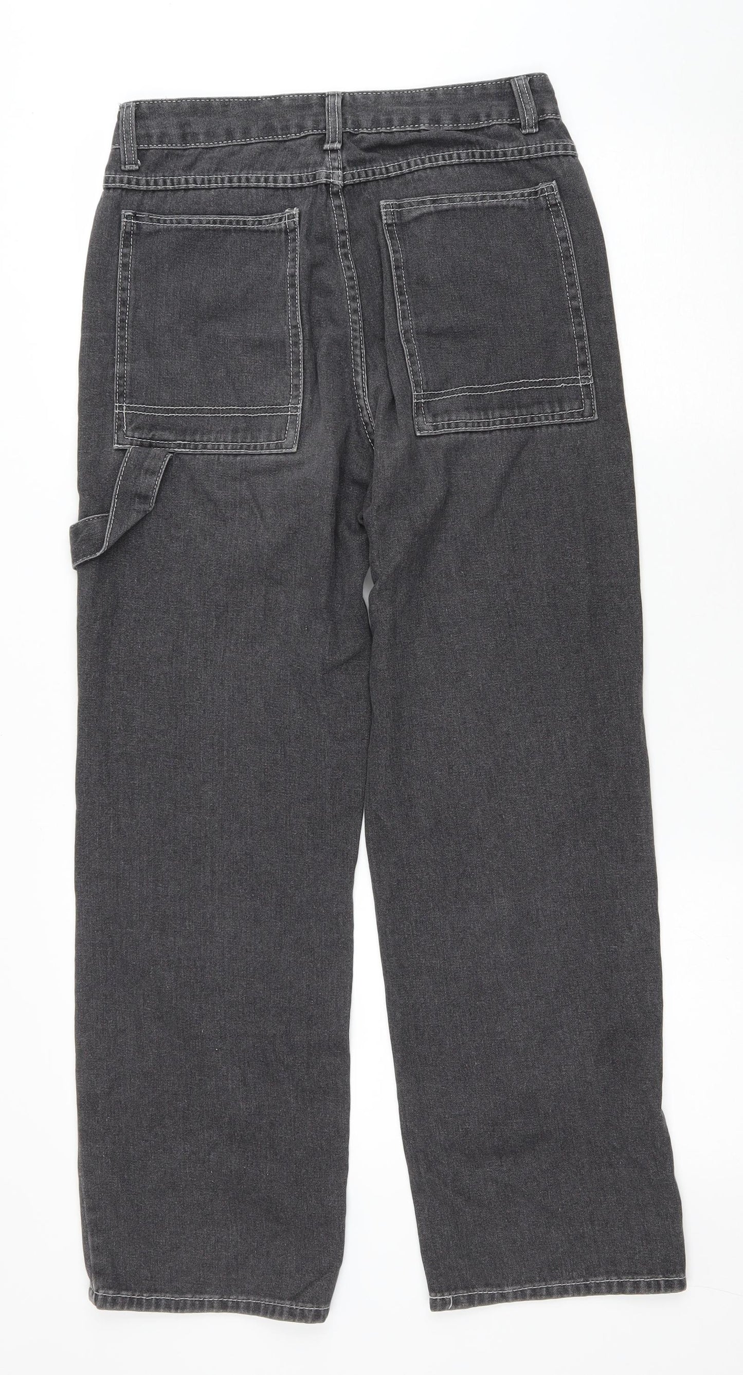 Preworn Womens Grey Polyester Straight Jeans Size L L26 in Regular Zip