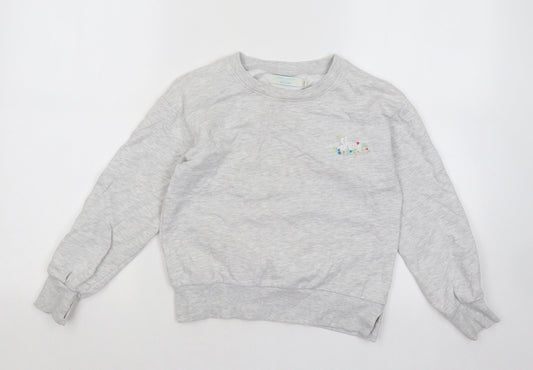 Leigh Tucker Girls Grey Cotton Pullover Sweatshirt Size 7-8 Years Pullover - Shine