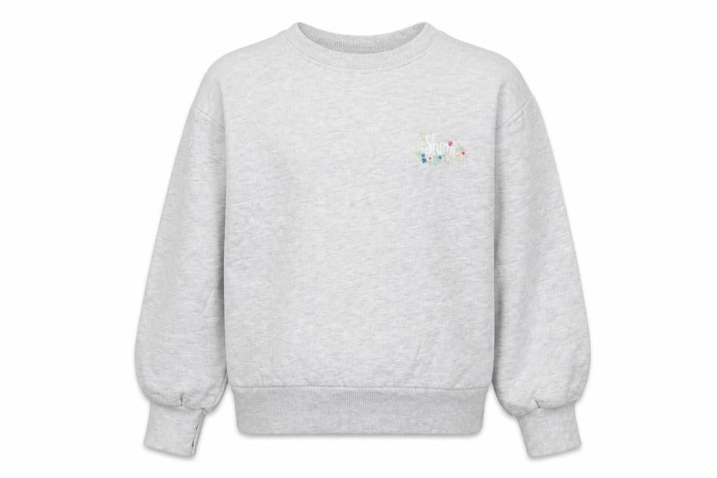 Leigh Tucker Girls Grey Cotton Pullover Sweatshirt Size 7-8 Years Pullover - Shine