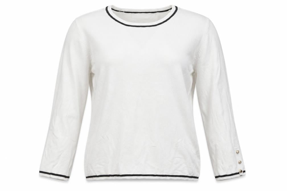 Stradivarius Womens White Round Neck Viscose Pullover Jumper Size L