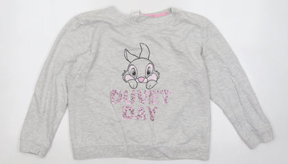 Preloved Primark Womens Grey Cotton Pullover Sweatshirt Size 12 Pullover - Duvet Day Disney - Front
