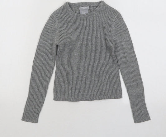 Tahari Girls Grey Round Neck Cotton Pullover Jumper Size 4 Years Pullover