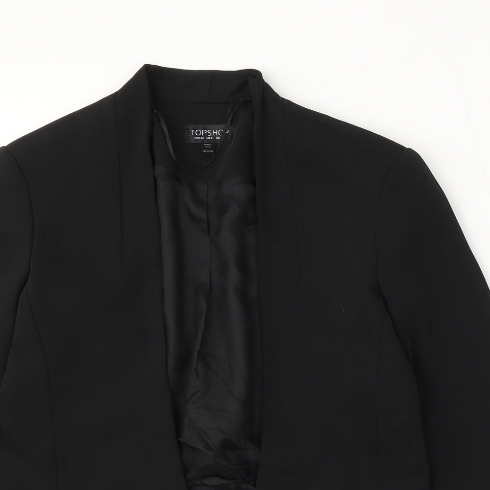 Topshop Womens Black Polyester Jacket Blazer Size 6