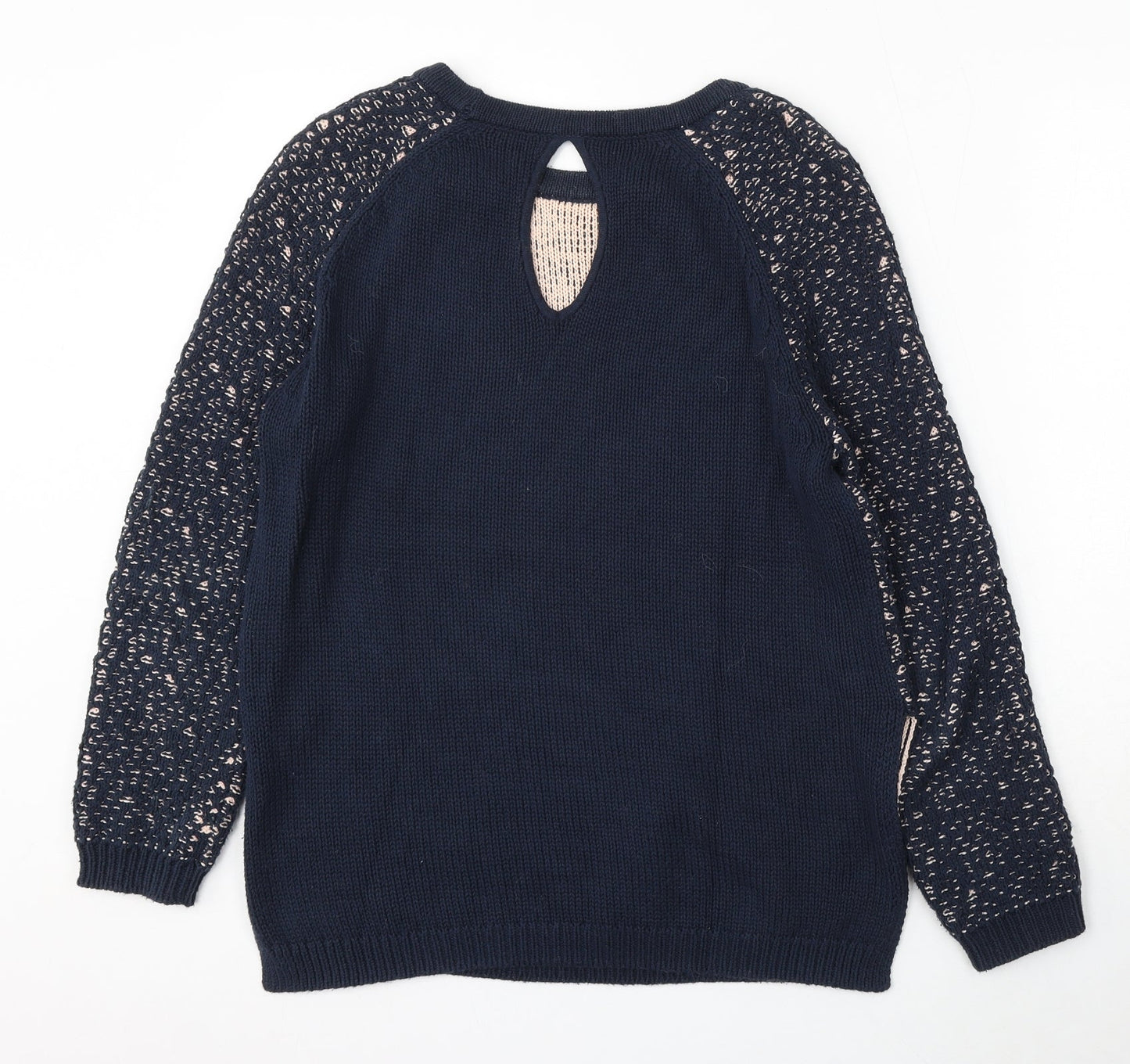 Great Plains Womens Blue Round Neck Cotton Pullover Jumper Size XS