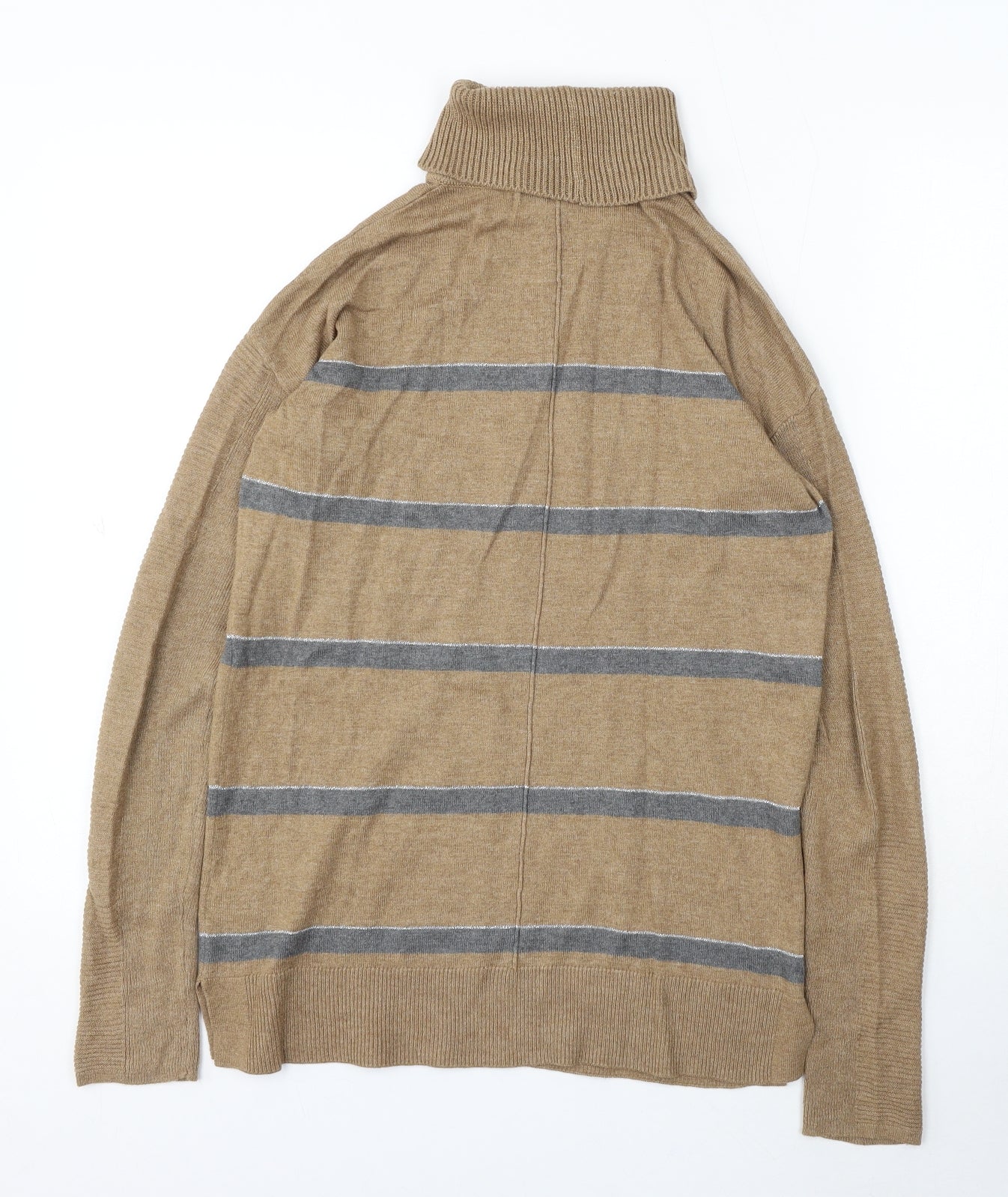 NEXT Womens Brown Roll Neck Striped Cotton Pullover Jumper Size 6