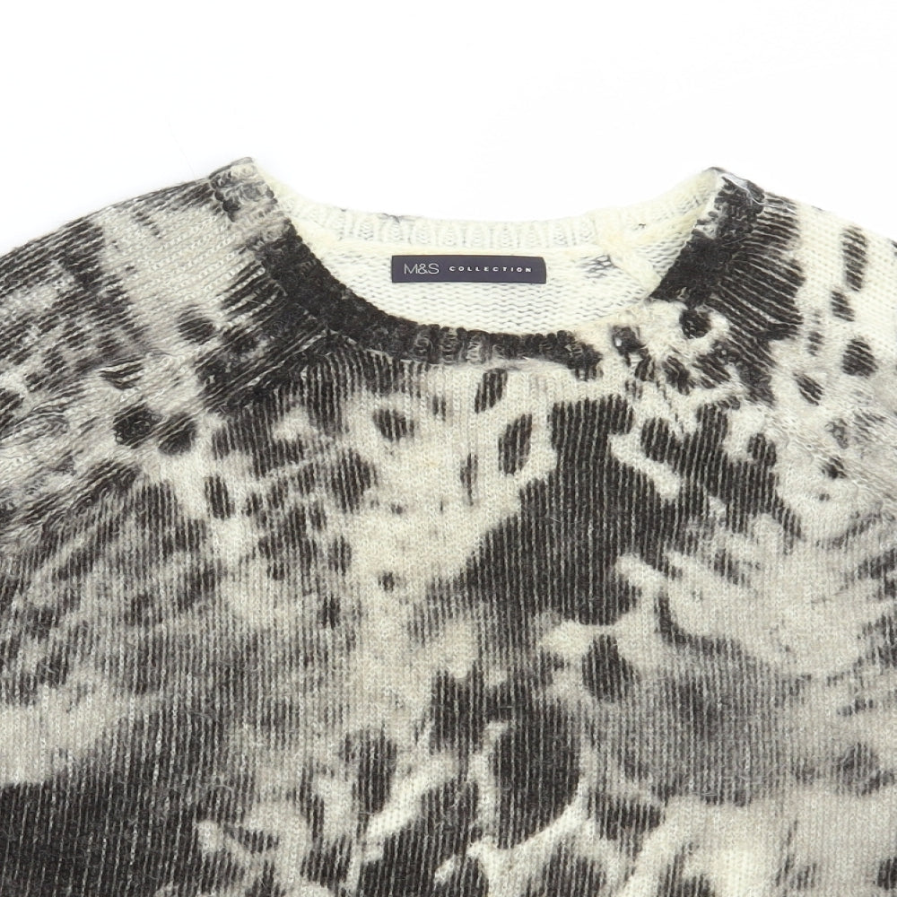 Marks and Spencer Womens Multicoloured Round Neck Geometric Acrylic Pullover Jumper Size 12