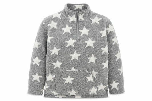 NEXT Womens Grey Geometric Polyester Pullover Sweatshirt Size XS Zip - Stars