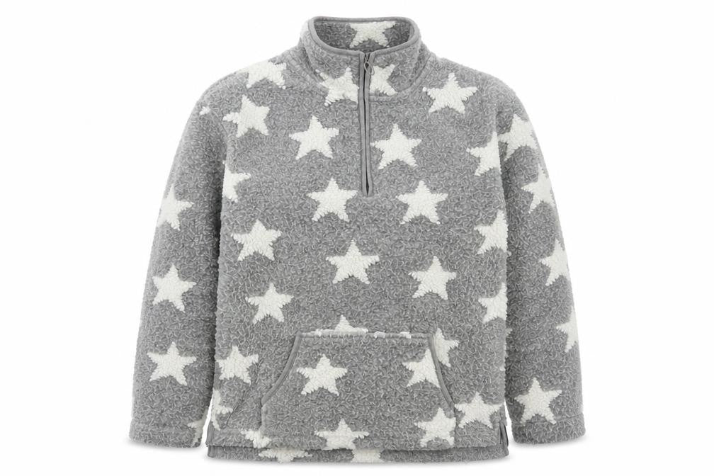 NEXT Womens Grey Geometric Polyester Pullover Sweatshirt Size XS Zip - Stars
