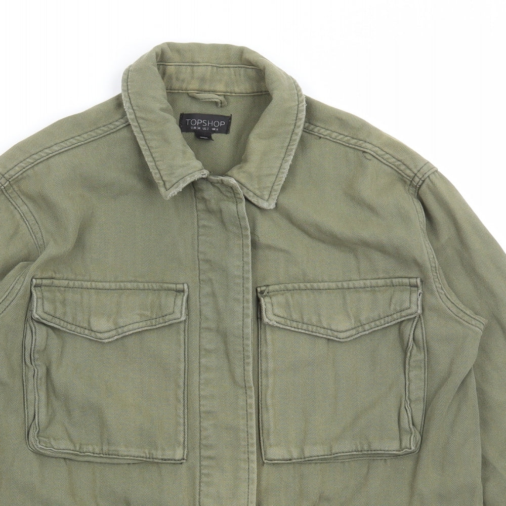 Topshop Womens Green Jacket Size 6 Button
