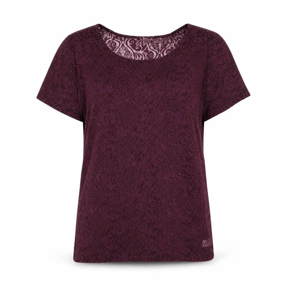 Dunnes Stores Womens Purple Geometric Polyester Basic T-Shirt Size 14 Round Neck
