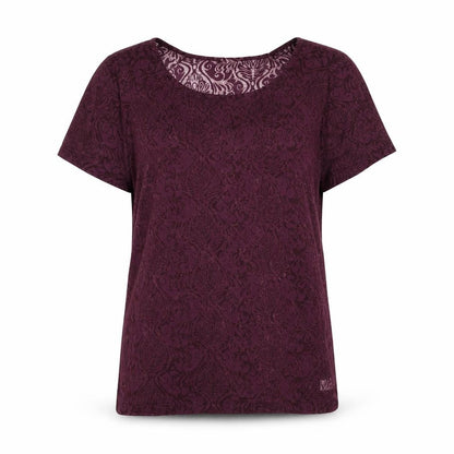 Dunnes Womens Purple Geometric Polyester Basic T-Shirt Size 14 Round Neck
