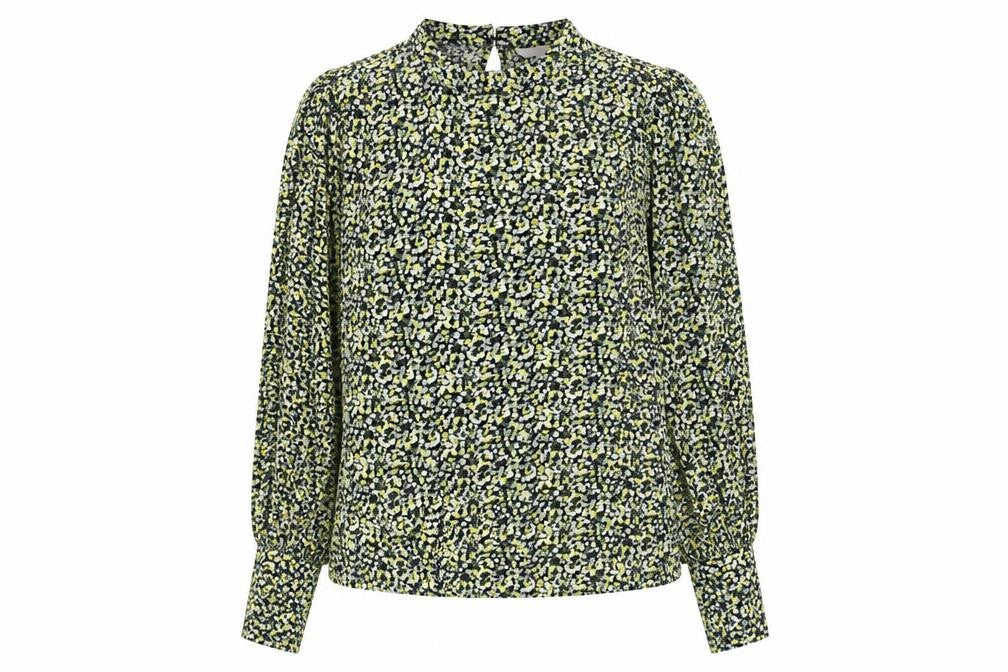H&M Womens Green Floral Viscose Basic Blouse Size M Round Neck