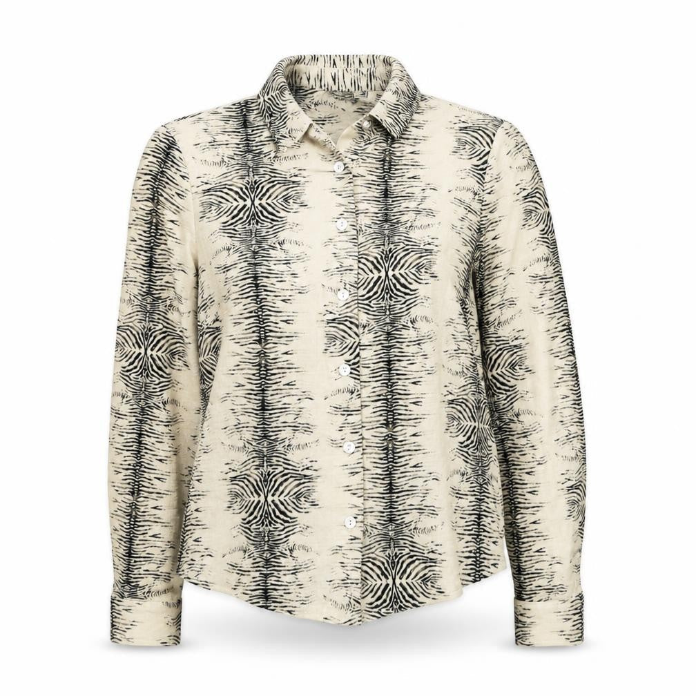 Debenhams Womens Beige Animal Print Polyester Basic Button-Up Size 8 Collared
