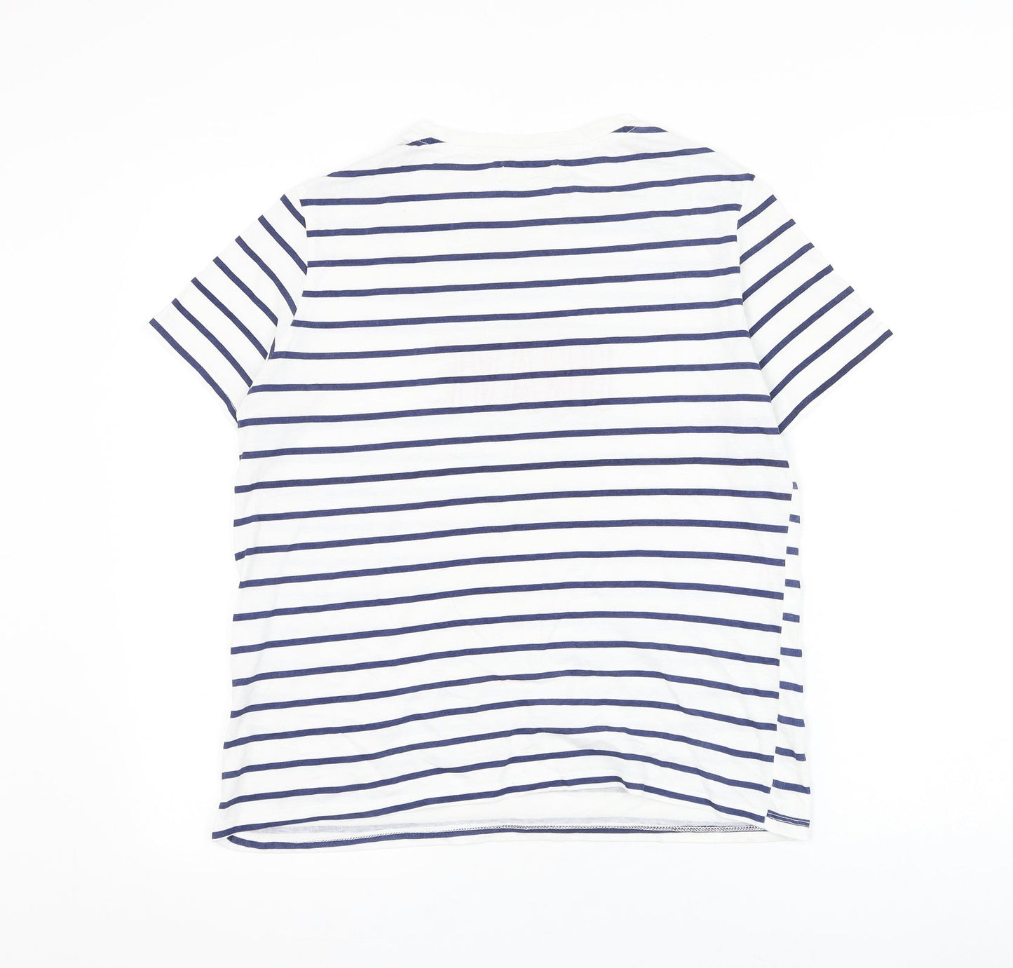 Springfield Womens White Striped Polyester Basic T-Shirt Size L Round Neck - Brave
