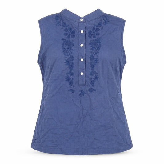Beth Jordan Womens Blue Cotton Basic Tank Size M Round Neck