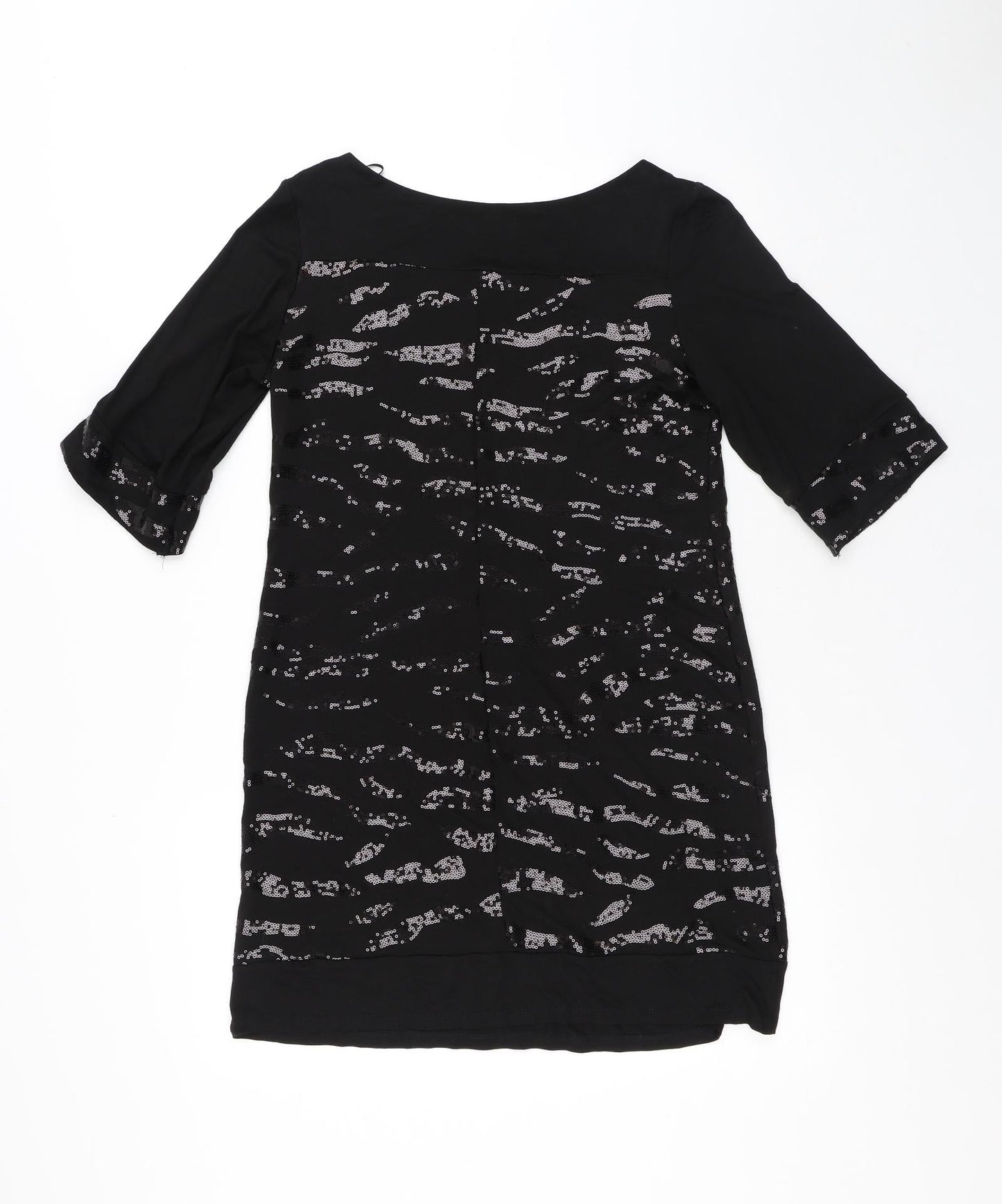 Wallis Womens Black Viscose T-Shirt Dress Size 10 Round Neck