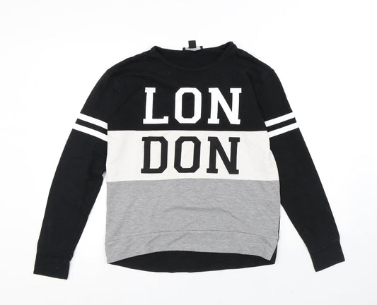 Atmosphere Womens Black Colourblock Cotton Pullover Sweatshirt Size 6 - London