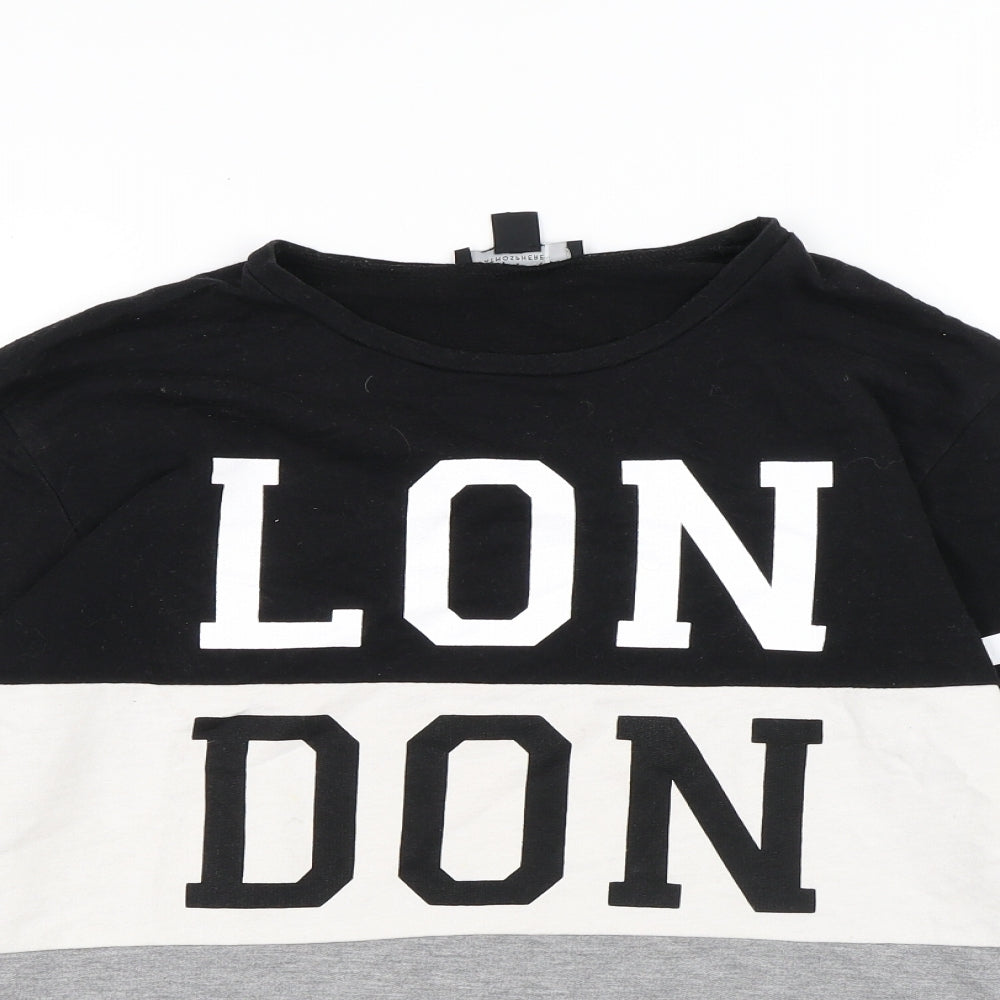 Atmosphere Womens Black Colourblock Cotton Pullover Sweatshirt Size 6 - London