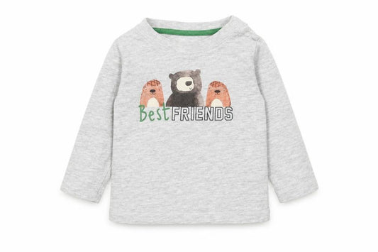 Primark Baby Grey Polyester Basic T-Shirt Size 6-9 Months Round Neck Pullover - Best Friends